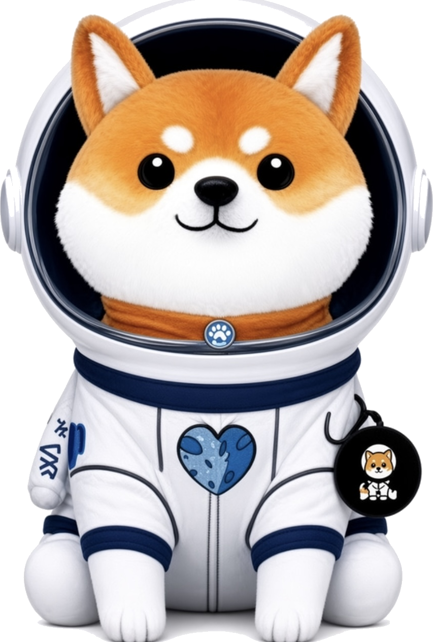 ASTEROID the shiba inu astronaut mascot in a white spacesuit