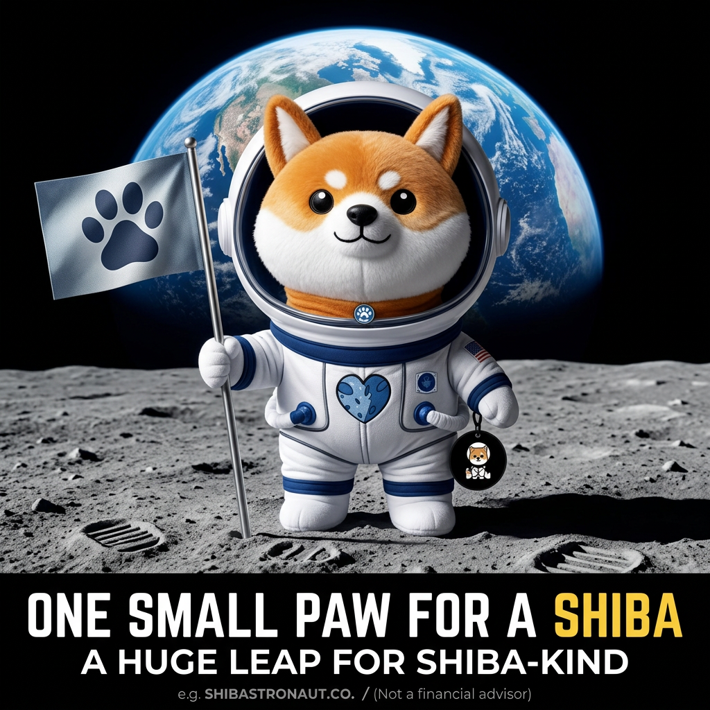 Asteroid the Shiba planting a paw-print flag on an asteroid